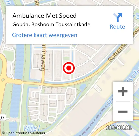 Locatie op kaart van de 112 melding: Ambulance Met Spoed Naar Gouda, Bosboom Toussaintkade op 25 april 2022 12:38