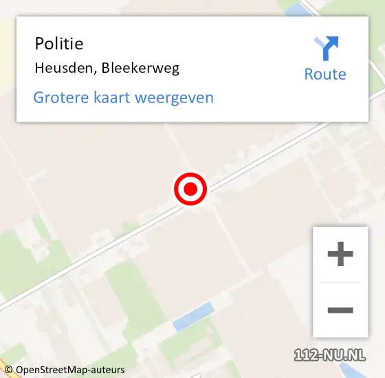 Locatie op kaart van de 112 melding: Politie Heusden, Bleekerweg op 25 april 2022 12:47