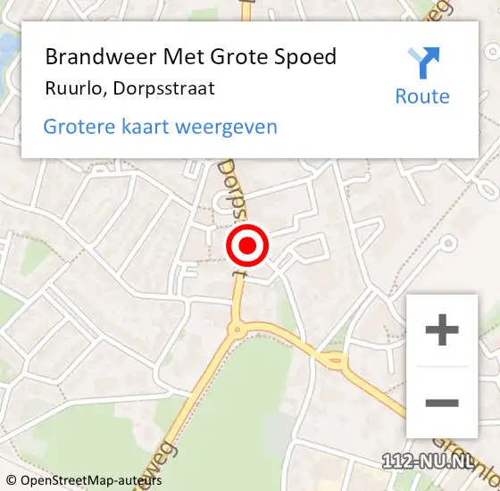 Locatie op kaart van de 112 melding: Brandweer Met Grote Spoed Naar Ruurlo, Dorpsstraat op 25 april 2022 12:49