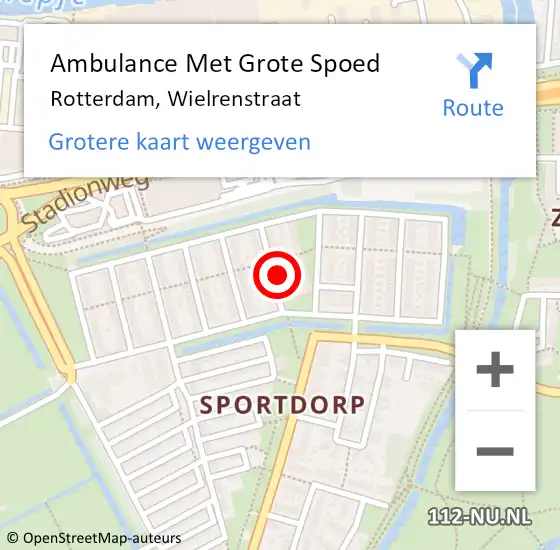 Locatie op kaart van de 112 melding: Ambulance Met Grote Spoed Naar Rotterdam, Wielrenstraat op 25 april 2022 12:51