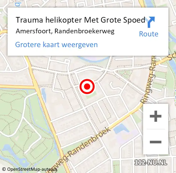 Locatie op kaart van de 112 melding: Trauma helikopter Met Grote Spoed Naar Amersfoort, Randenbroekerweg op 25 april 2022 13:14