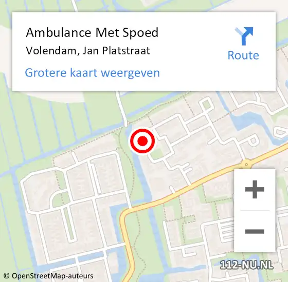 Locatie op kaart van de 112 melding: Ambulance Met Spoed Naar Volendam, Jan Platstraat op 25 april 2022 13:22