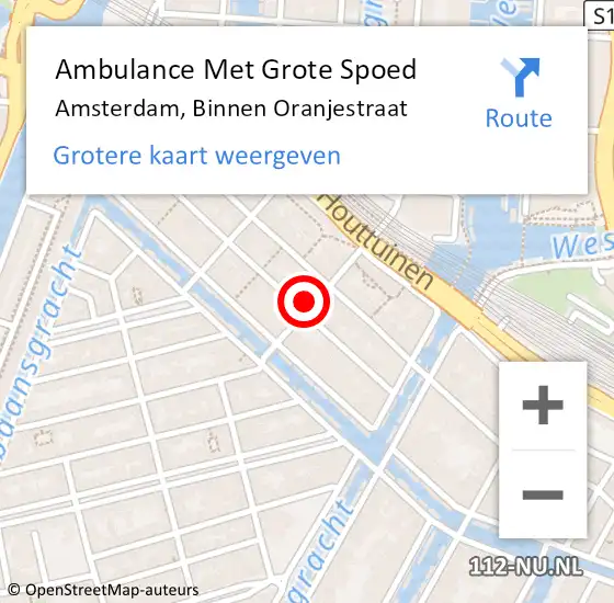 Locatie op kaart van de 112 melding: Ambulance Met Grote Spoed Naar Amsterdam, Binnen Oranjestraat op 25 april 2022 13:23