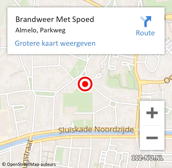 Locatie op kaart van de 112 melding: Brandweer Met Spoed Naar Almelo, Parkweg op 25 april 2022 13:25