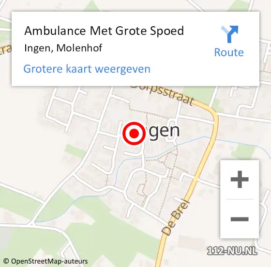 Locatie op kaart van de 112 melding: Ambulance Met Grote Spoed Naar Ingen, Molenhof op 25 april 2022 13:34