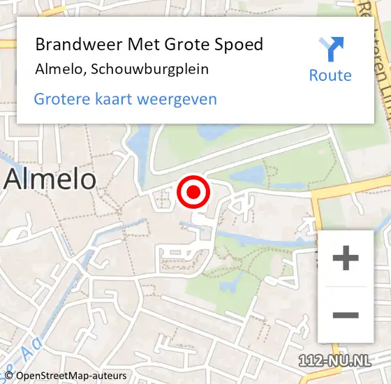 Locatie op kaart van de 112 melding: Brandweer Met Grote Spoed Naar Almelo, Schouwburgplein op 25 april 2022 13:40