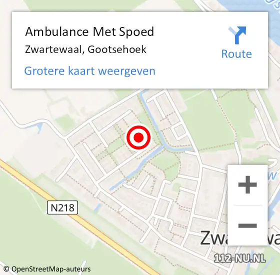 Locatie op kaart van de 112 melding: Ambulance Met Spoed Naar Zwartewaal, Gootsehoek op 25 april 2022 13:50