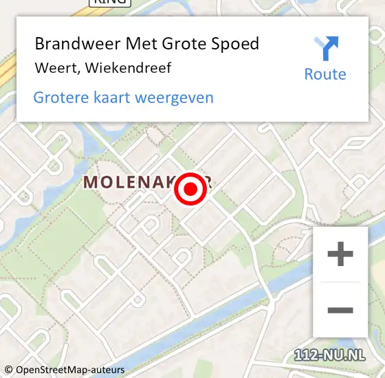 Locatie op kaart van de 112 melding: Brandweer Met Grote Spoed Naar Weert, Wiekendreef op 25 april 2022 14:04