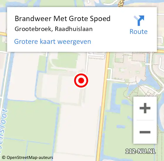 Locatie op kaart van de 112 melding: Brandweer Met Grote Spoed Naar Grootebroek, Raadhuislaan op 25 april 2022 14:08