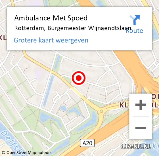 Locatie op kaart van de 112 melding: Ambulance Met Spoed Naar Rotterdam, Burgemeester Wijnaendtslaan op 25 april 2022 14:22
