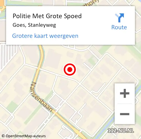 Locatie op kaart van de 112 melding: Politie Met Grote Spoed Naar Goes, Stanleyweg op 25 april 2022 14:43