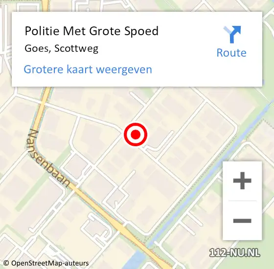 Locatie op kaart van de 112 melding: Politie Met Grote Spoed Naar Goes, Scottweg op 25 april 2022 14:46