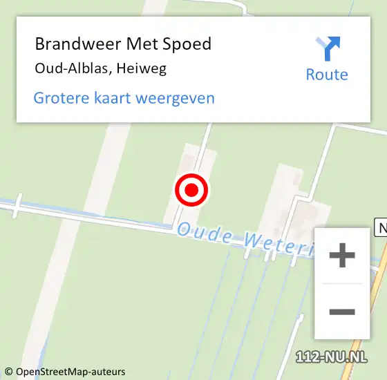 Locatie op kaart van de 112 melding: Brandweer Met Spoed Naar Oud-Alblas, Heiweg op 25 april 2022 14:48