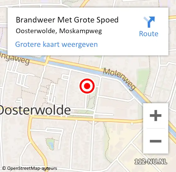 Locatie op kaart van de 112 melding: Brandweer Met Grote Spoed Naar Oosterwolde, Moskampweg op 25 april 2022 15:03