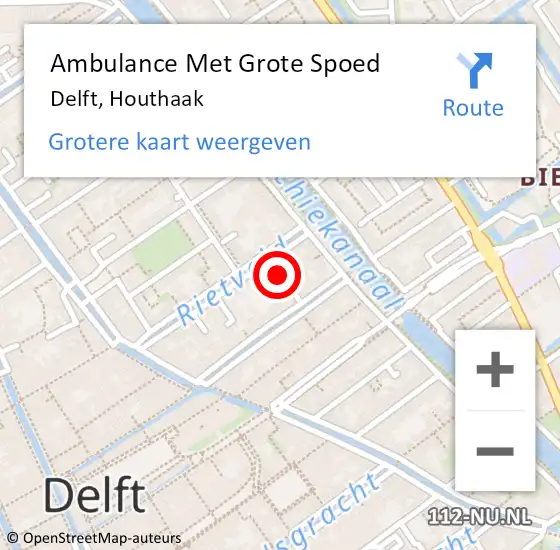 Locatie op kaart van de 112 melding: Ambulance Met Grote Spoed Naar Delft, Houthaak op 25 april 2022 15:10