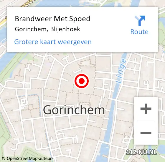 Locatie op kaart van de 112 melding: Brandweer Met Spoed Naar Gorinchem, Blijenhoek op 25 april 2022 15:15