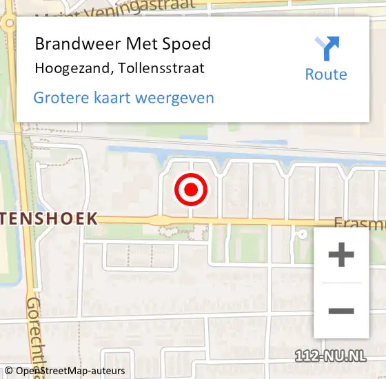 Locatie op kaart van de 112 melding: Brandweer Met Spoed Naar Hoogezand, Tollensstraat op 25 april 2022 15:42