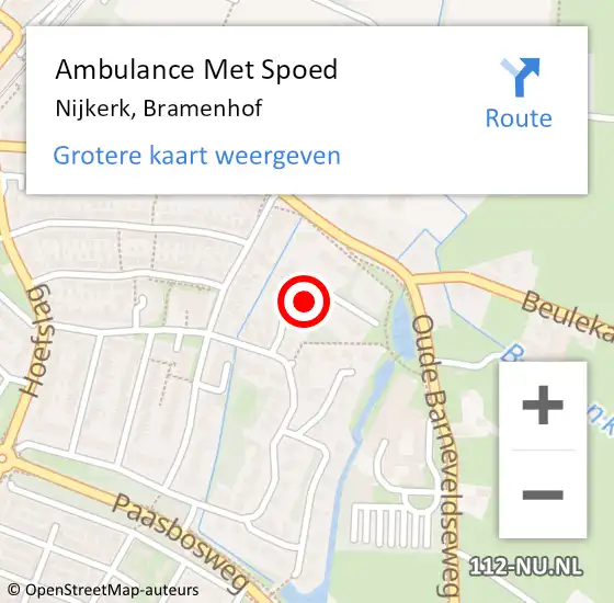 Locatie op kaart van de 112 melding: Ambulance Met Spoed Naar Nijkerk, Bramenhof op 25 april 2022 16:01