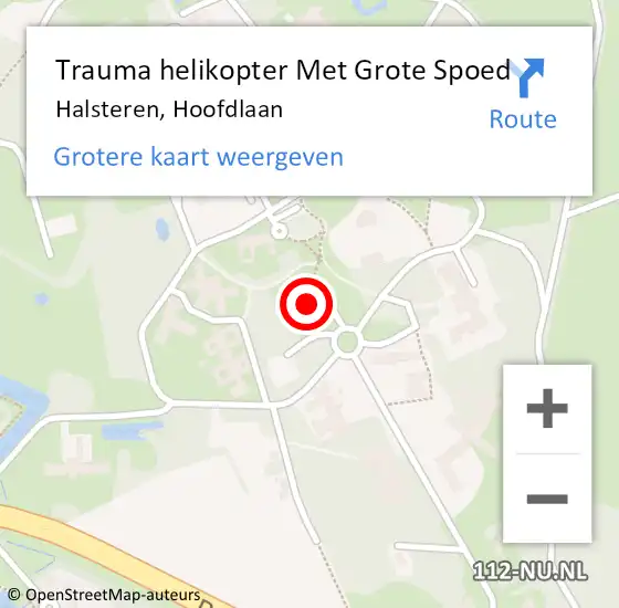 Locatie op kaart van de 112 melding: Trauma helikopter Met Grote Spoed Naar Halsteren, Hoofdlaan op 25 april 2022 16:26