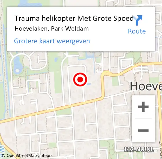 Locatie op kaart van de 112 melding: Trauma helikopter Met Grote Spoed Naar Hoevelaken, Park Weldam op 25 april 2022 17:14