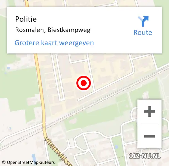 Locatie op kaart van de 112 melding: Politie Rosmalen, Biestkampweg op 25 april 2022 17:37