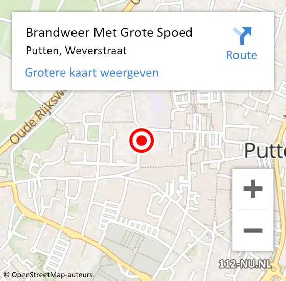 Locatie op kaart van de 112 melding: Brandweer Met Grote Spoed Naar Putten, Weverstraat op 25 april 2022 17:41