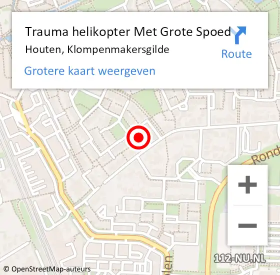 Locatie op kaart van de 112 melding: Trauma helikopter Met Grote Spoed Naar Houten, Klompenmakersgilde op 25 april 2022 17:51