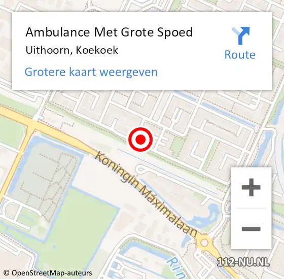 Locatie op kaart van de 112 melding: Ambulance Met Grote Spoed Naar Uithoorn, Koekoek op 25 april 2022 17:55