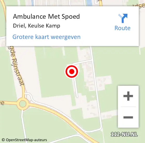 Locatie op kaart van de 112 melding: Ambulance Met Spoed Naar Driel, Keulse Kamp op 25 april 2022 17:56