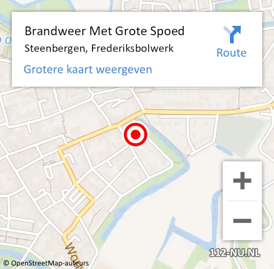 Locatie op kaart van de 112 melding: Brandweer Met Grote Spoed Naar Steenbergen, Frederiksbolwerk op 25 april 2022 17:58