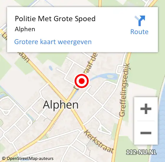 Locatie op kaart van de 112 melding: Politie Met Grote Spoed Naar Alphen op 25 april 2022 18:07