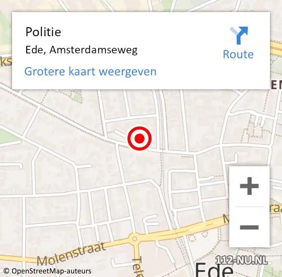 Locatie op kaart van de 112 melding: Politie Ede, Amsterdamseweg op 25 april 2022 18:31