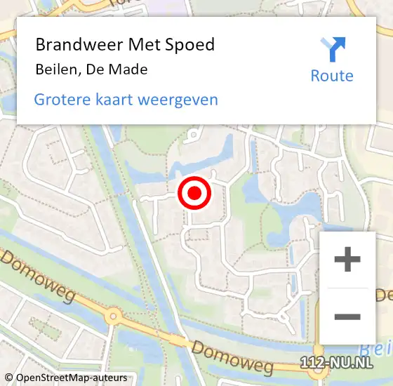 Locatie op kaart van de 112 melding: Brandweer Met Spoed Naar Beilen, De Made op 25 april 2022 18:46