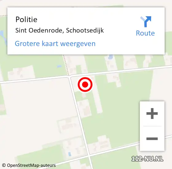 Locatie op kaart van de 112 melding: Politie Sint Oedenrode, Schootsedijk op 25 april 2022 18:51