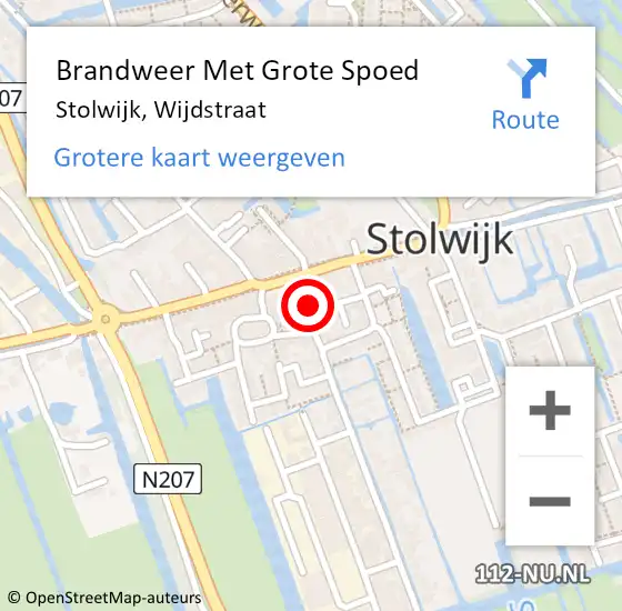 Locatie op kaart van de 112 melding: Brandweer Met Grote Spoed Naar Stolwijk, Wijdstraat op 25 april 2022 19:25