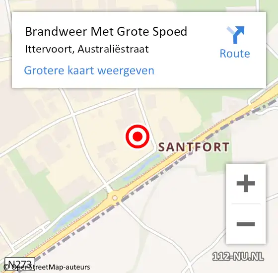 Locatie op kaart van de 112 melding: Brandweer Met Grote Spoed Naar Ittervoort, Australiëstraat op 25 april 2022 20:10