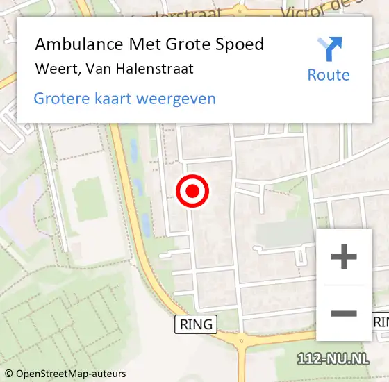 Locatie op kaart van de 112 melding: Ambulance Met Grote Spoed Naar Weert, Van Halenstraat op 25 april 2022 20:23