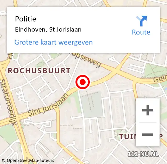 Locatie op kaart van de 112 melding: Politie Eindhoven, St Jorislaan op 25 april 2022 20:27