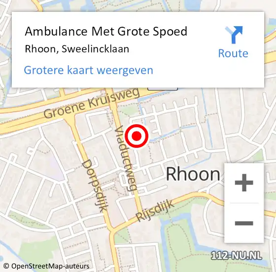 Locatie op kaart van de 112 melding: Ambulance Met Grote Spoed Naar Rhoon, Sweelincklaan op 25 april 2022 20:31