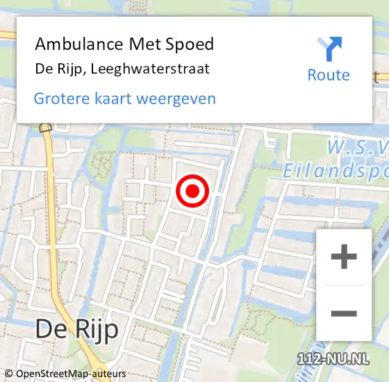 Locatie op kaart van de 112 melding: Ambulance Met Spoed Naar De Rijp, Leeghwaterstraat op 25 april 2022 20:59