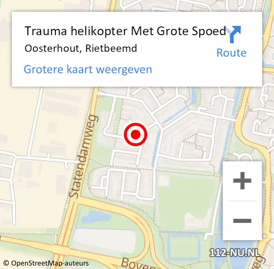 Locatie op kaart van de 112 melding: Trauma helikopter Met Grote Spoed Naar Oosterhout, Rietbeemd op 25 april 2022 21:03