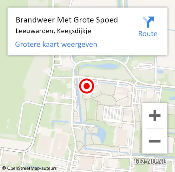 Locatie op kaart van de 112 melding: Brandweer Met Grote Spoed Naar Leeuwarden, Keegsdijkje op 25 april 2022 21:03