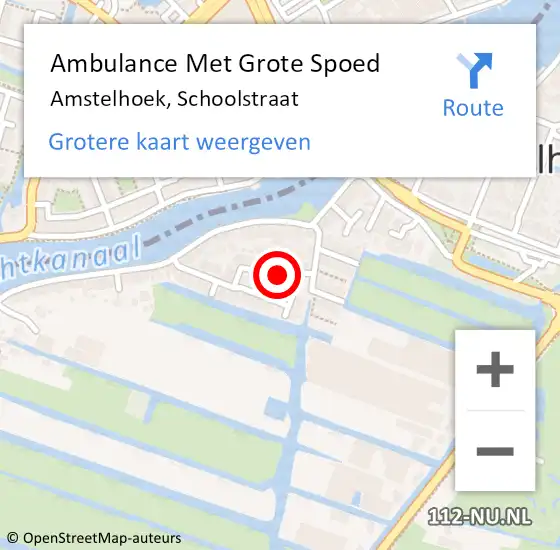 Locatie op kaart van de 112 melding: Ambulance Met Grote Spoed Naar Amstelhoek, Schoolstraat op 25 april 2022 21:24