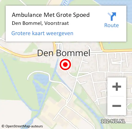 Locatie op kaart van de 112 melding: Ambulance Met Grote Spoed Naar Den Bommel, Voorstraat op 25 april 2022 21:27