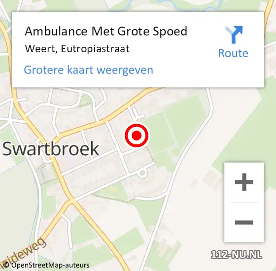 Locatie op kaart van de 112 melding: Ambulance Met Grote Spoed Naar Weert, Eutropiastraat op 25 april 2022 21:30