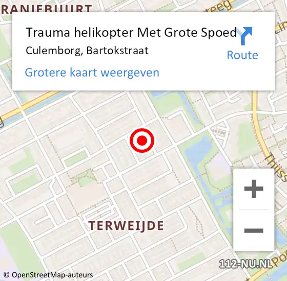 Locatie op kaart van de 112 melding: Trauma helikopter Met Grote Spoed Naar Culemborg, Bartokstraat op 25 april 2022 21:32