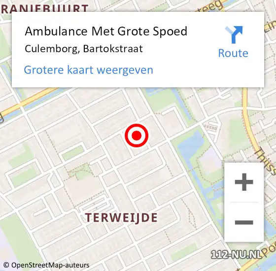 Locatie op kaart van de 112 melding: Ambulance Met Grote Spoed Naar Culemborg, Bartokstraat op 25 april 2022 21:33