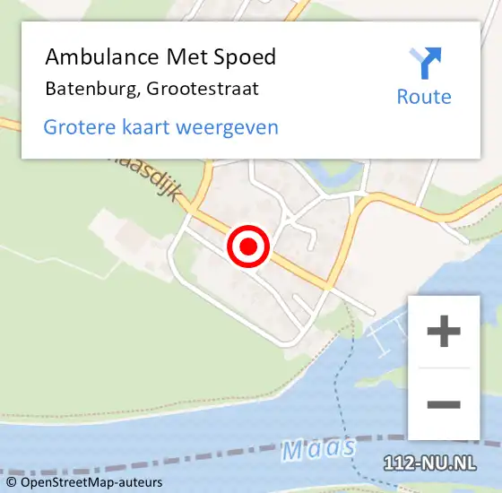 Locatie op kaart van de 112 melding: Ambulance Met Spoed Naar Batenburg, Grootestraat op 25 april 2022 21:42