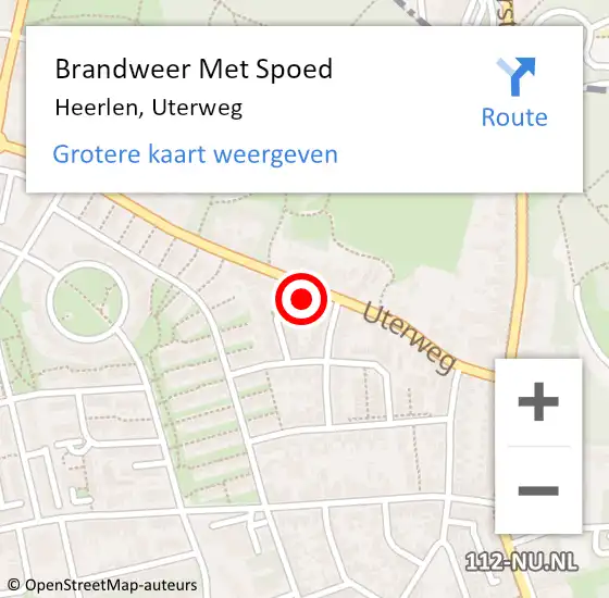 Locatie op kaart van de 112 melding: Brandweer Met Spoed Naar Heerlen, Uterweg op 25 april 2022 21:55