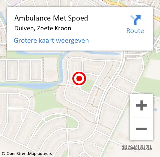 Locatie op kaart van de 112 melding: Ambulance Met Spoed Naar Duiven, Zoete Kroon op 25 april 2022 21:59